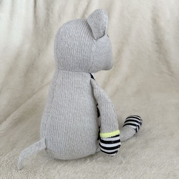 Cloud Island Target Gray Knit Mouse Plush Black Stripe Triangles 12" Stuffed Toy - Picture 4 of 7